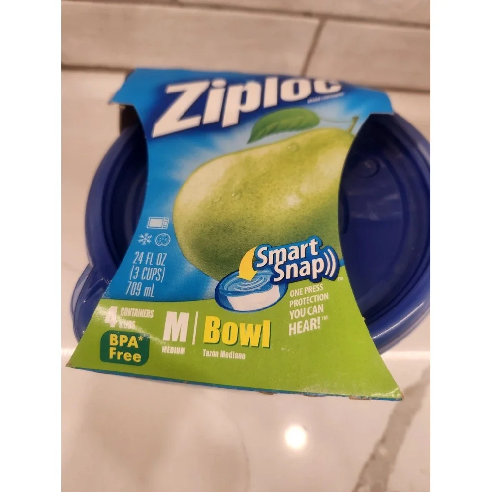 Lot of‎ 2 -Ziploc Twist n Loc 3-Pack Small Round & 4-Pack Med Smart Snap Bowls